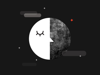 Moon Law Book Cover alex mcclelland black and white face flat geometric icon moon night sleep stars texture vector