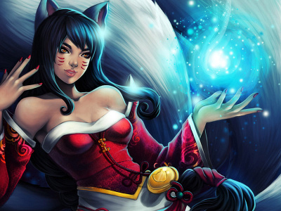 Ahri ahri fanart fox gaming illustration league of legends lol moba