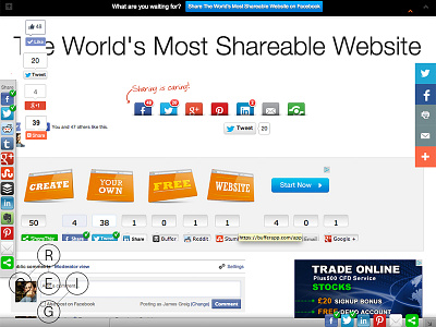 The Worlds Most Shareable Website engagement facebook landing metrics share sharing social