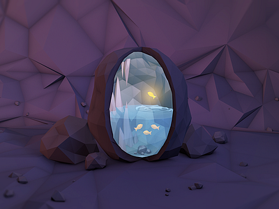 Geode cinema 4d fish geode low poly purple rocks stalactite stalagmite translation water