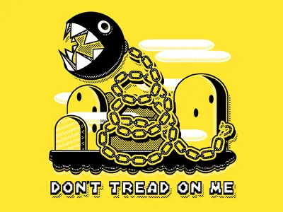 DON'T TREAD ON CHOMP! 8bit chomp halftone illustration mario text texture