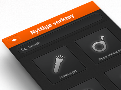 Search view icons ios iphone orange search field
