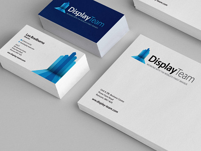 Business Stationery arrow blue brand clean design icon logo mock myriad white