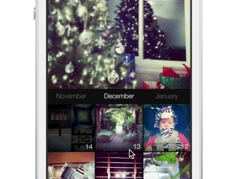 Photo Selection (gif) animation gif interface ios mobile origami photo quartz composer ui vignette