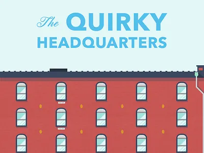 The Quirky Headquarters brick building illustration line art office skyline