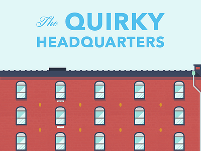 The Quirky Headquarters brick building illustration line art office skyline