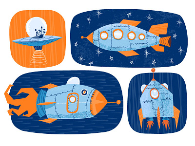 Cartoon Spaceships cartoon illustrator spaceships