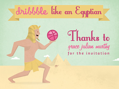 Dribbble like an Egyptian camel debut desert dribbble egypt egyptian illustration invitation pharaoh pyramids thanks