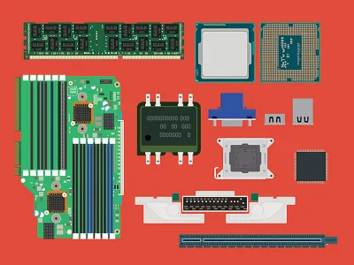 Intel Components chipset components design illustration intel memory board memory riser processor product spi bioflash usb vga