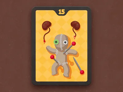 voodoo doll for card game black blood card game flat illustration kidney magic pain pin struggle voodoo yellow