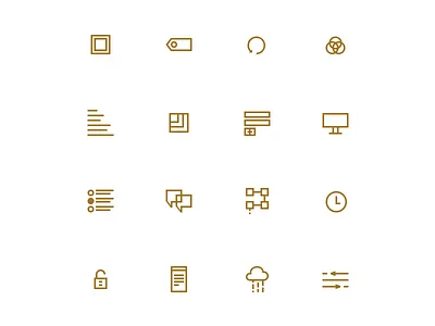 Features Icon Set gold icons line minimal mono line mono width