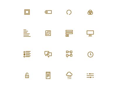 Features Icon Set gold icons line minimal mono line mono width