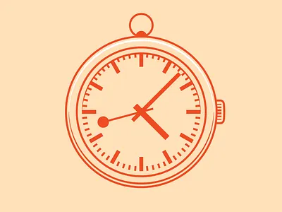 Watch icon illustration lines red time watch