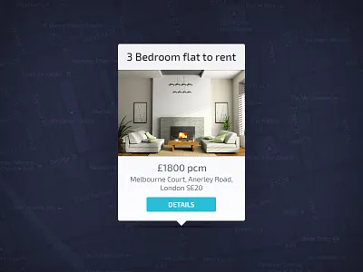 Property Popup card flat interface popup property simple ui web