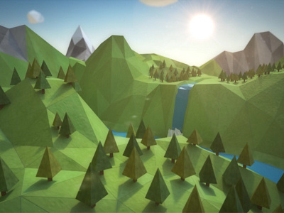 Villaks 01 3d landscape lowpoly river salmon