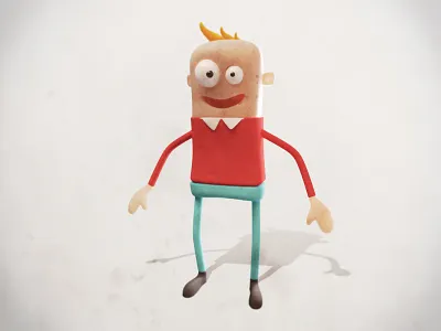 "Eraserhead" 3d cartoony character rubberhose stylized