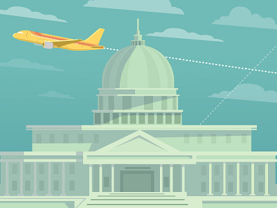 Capital Building animation building capital flying illustration plane usa