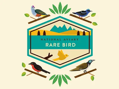Aviary Badge badge birds illustration