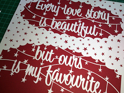 "Beautiful Love Story" Papercut cut hand illustration love papercut quote