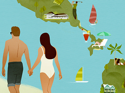 Island Map editorial illustrated map island travel