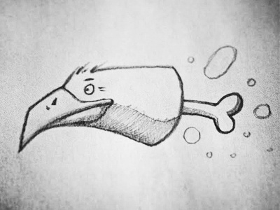 Cruisin' bird bone cartoon graphite sketch sketchbook