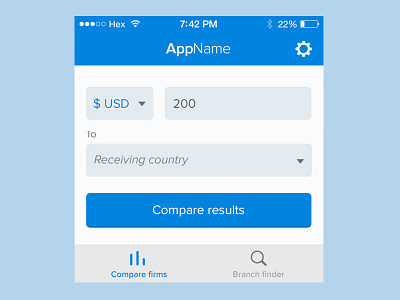 Payment comparison blue corporate design finance flat form iphone ui