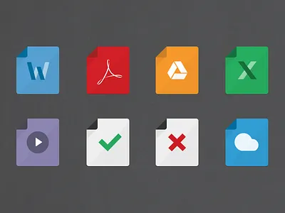 Set of 8 documents icons drive gdrive icon paper icon sheet icon spreadsheet icon xls