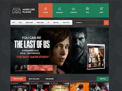 Hardcore Player console ecommerce gamestore one poland polska ps3 ps4 ui webdesign xbox xbox360