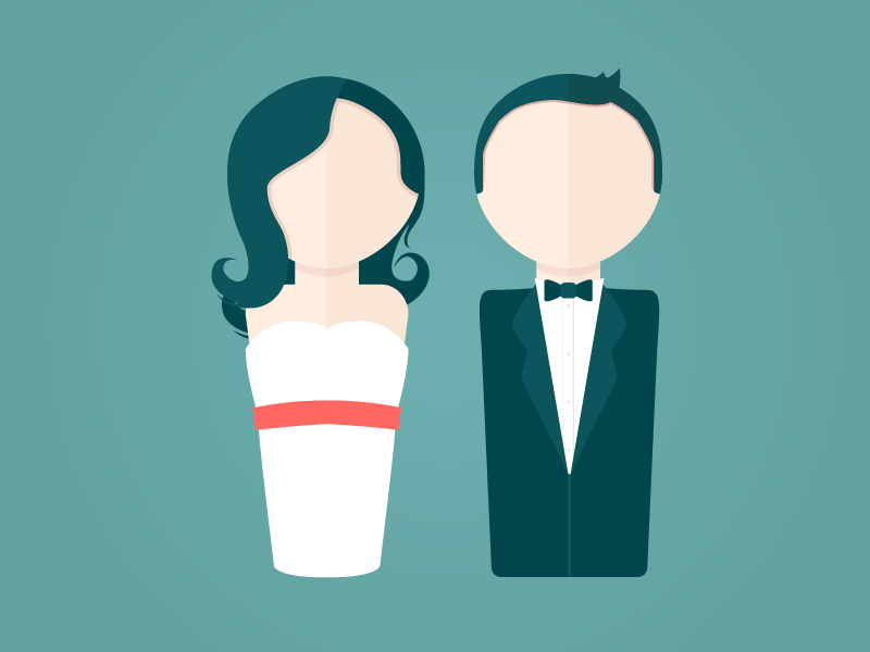 Wedding bride flat groom illustration people wedding