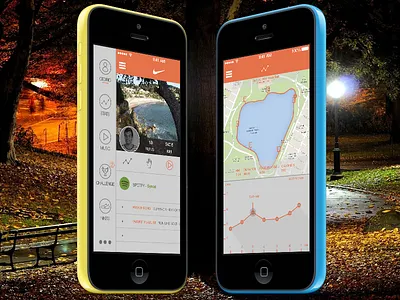 Nike + Concept concept flat nike run running shadow track ui ux