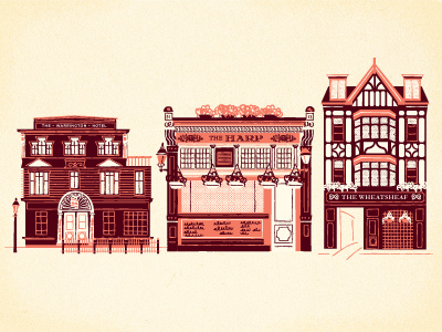 Pubs booze illustration pink pubs purple