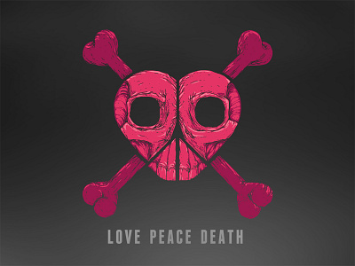 Lovepeacedeath death heart illustration love peace skull symbol