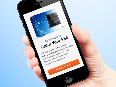 PS4 Mobile Website button cta hand mobile ps4 responsive website