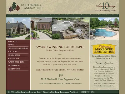 Lichtenberg Landscaping Website freelancer photoshop web design