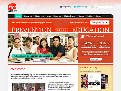 StopHazing.org Homepage hazing homepage interface photoshop web web design wordpress