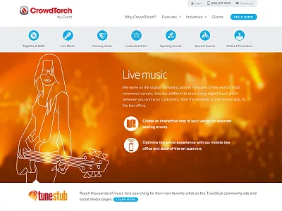CrowdTorch Industries Page crowdtorch events flat flat colors html icons industries line art lineart marketing responsive verticals