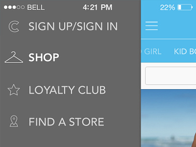 Retail App Settings Tray app icons iphone mobile retail thin ui