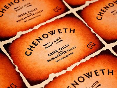 Chenoweth 2012 Vintage Labels distressed label logo print wine