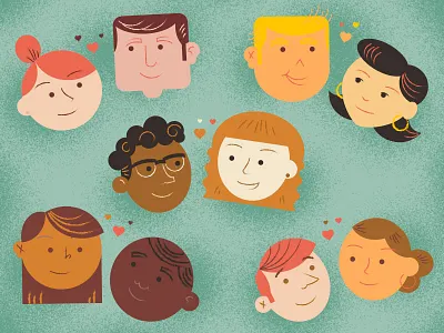 Lovebirds couple cute hearts illustration love people person simple texture