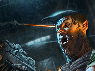 Shadowrun Teaser davidroberthovey digital illustration killshot run and gun scifi shadowrun