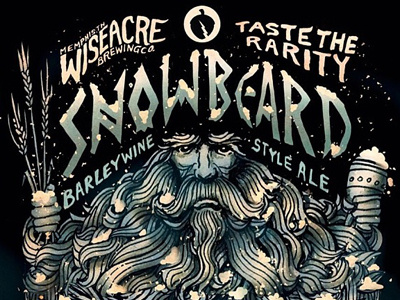 Snowbeard Barleywine Ale label barleywine beer beer label design illustration memphis snowbeard viking wiseacre wiseacre brewing