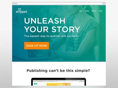 New Snippet Publishing Website content design publishing snippet teal ui web writers