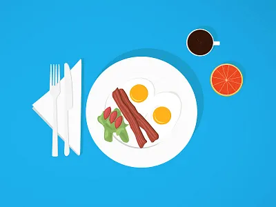 Breakfast for Champs bacon breakfast coffee egg flat grapefruit