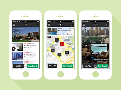 Property App Map different views app house iphone map popup menu properties property rent sale view villa