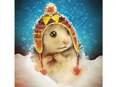 Frozen lil' guy cold hamster illustration painting sketch