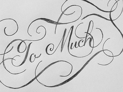 Too Much... flourishing calligraphy copperplate hand drawn handlettering lettering photography script typography