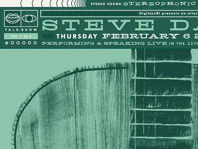 TALK•SHOW poster WIP futura gouache green guitar illustration lp poster record retro teal vintage vinyl