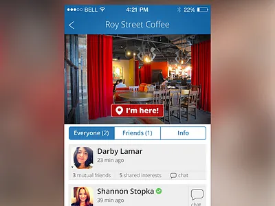 Mobile checkin app place page check in coffeeshop ios 7 mobile place
