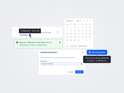 Scheduling Content for DXP content dxp product design schedule ui ux