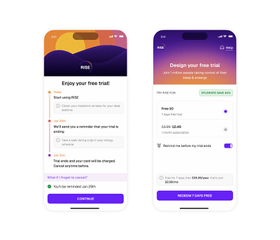 RISE Freemium Sub Revamp illustration mobile app ui